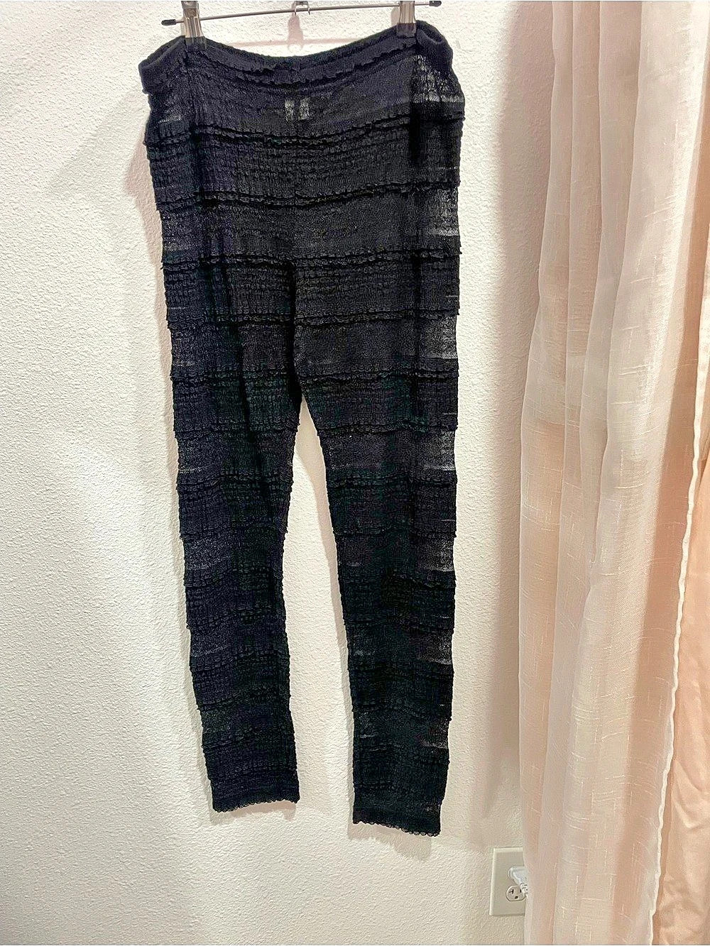 Free People Layered in Lace Leggings Black Striped